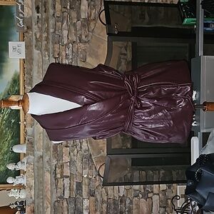 Liz Claiborne Softshell  Burgundy Sleeveless Vest Faux Leather